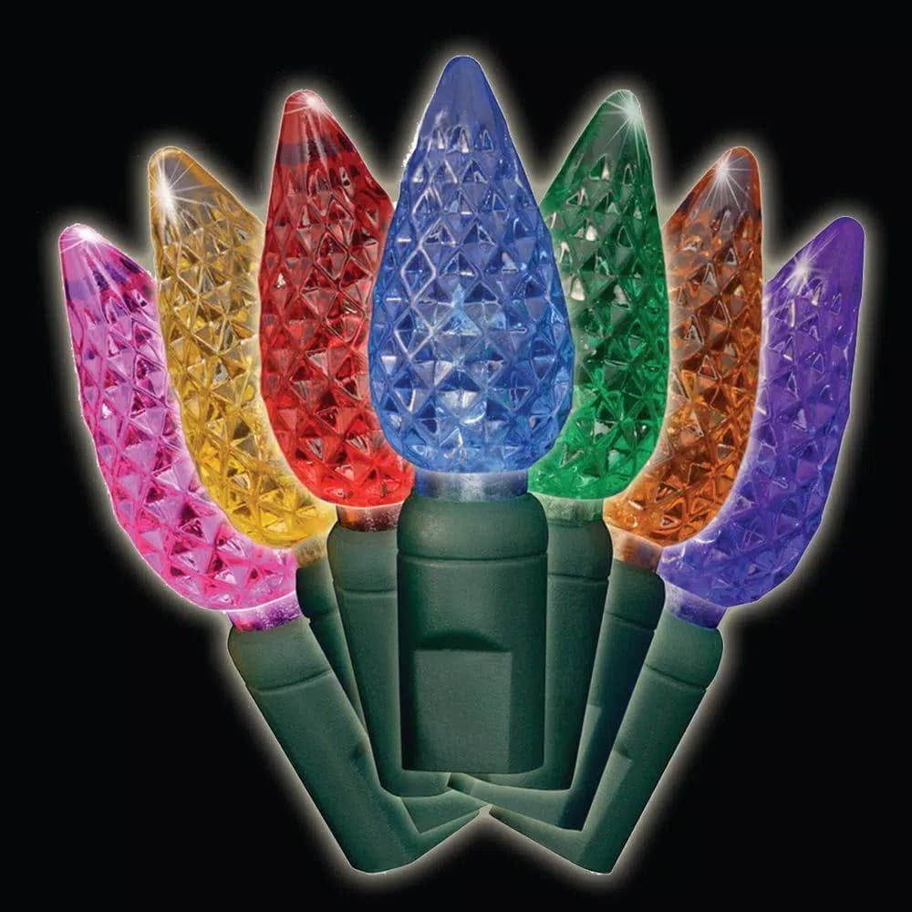 Brite Star 35-Light Multi-Colored Faceted C6 LED String Light Set (Set of 2)