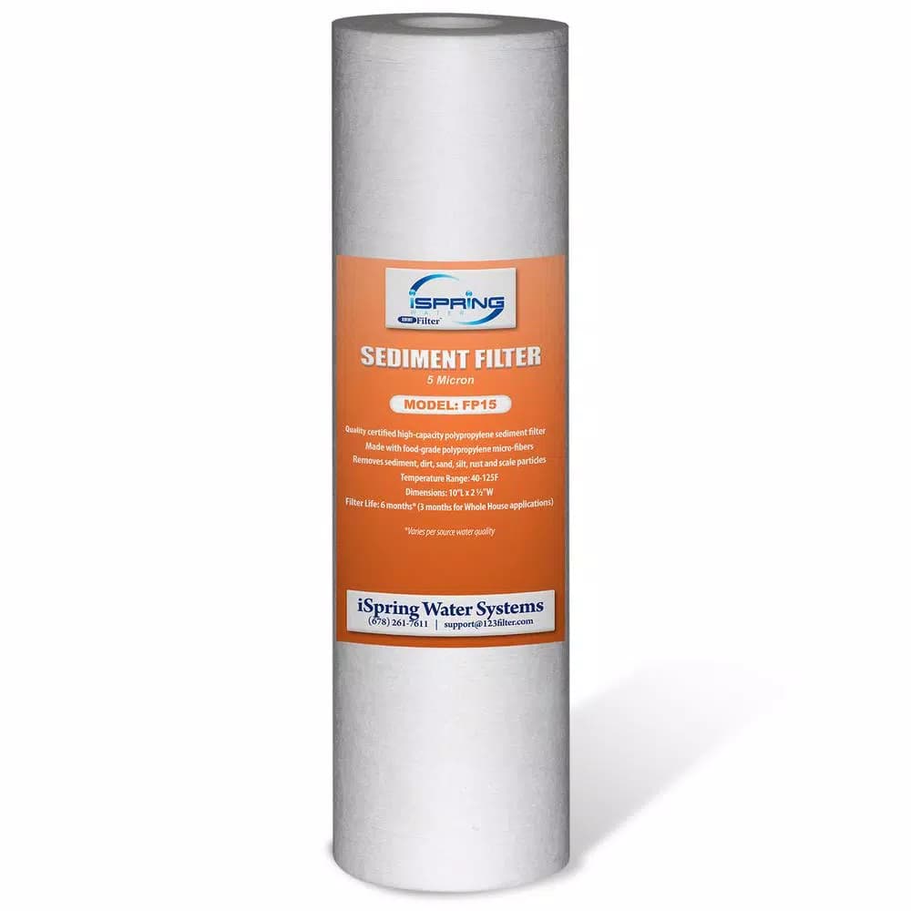 ISPRING 5 Micron 10 x 2.5 in. Universal Sediment Filter Cartridge, 15000 Gal. Multi-Layer Melt-Blown Polypropylene
