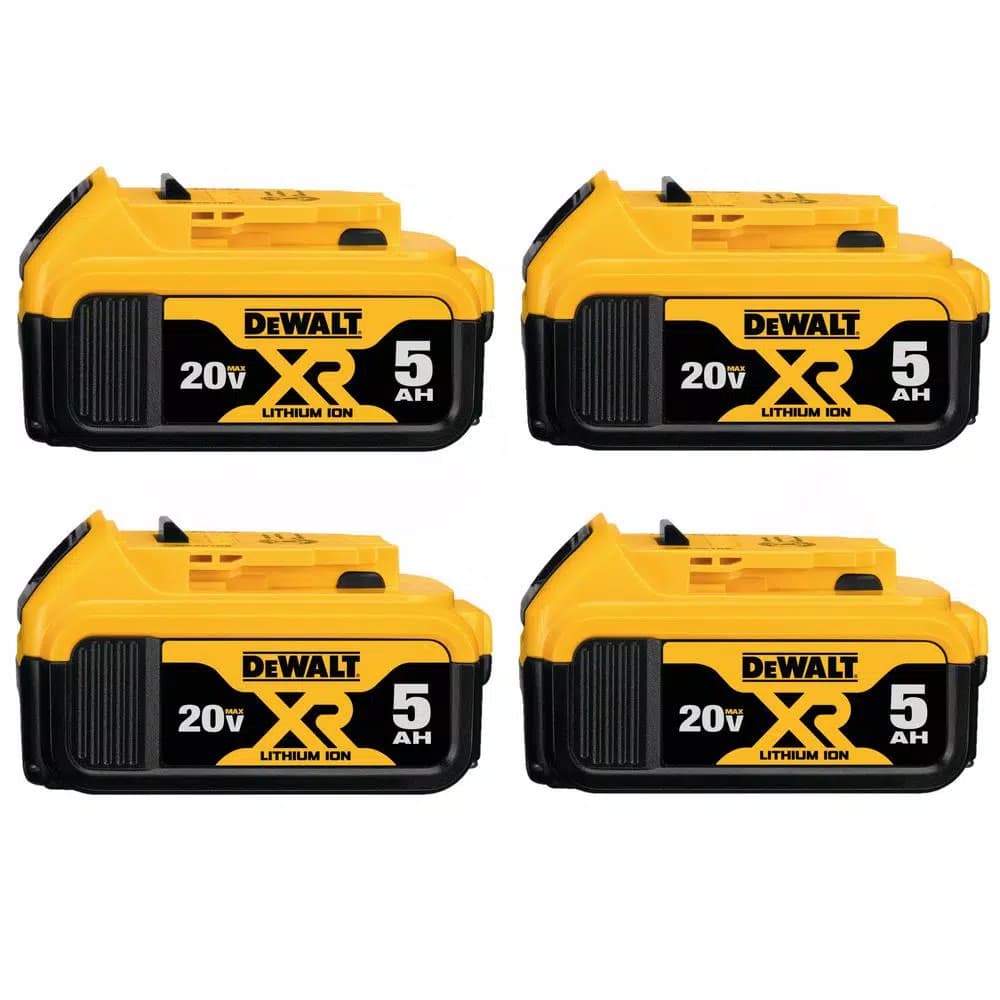 DEWALT 20V MAX XR 5.0 Ah Lithium-Ion Battery Pack, 4-Pack
