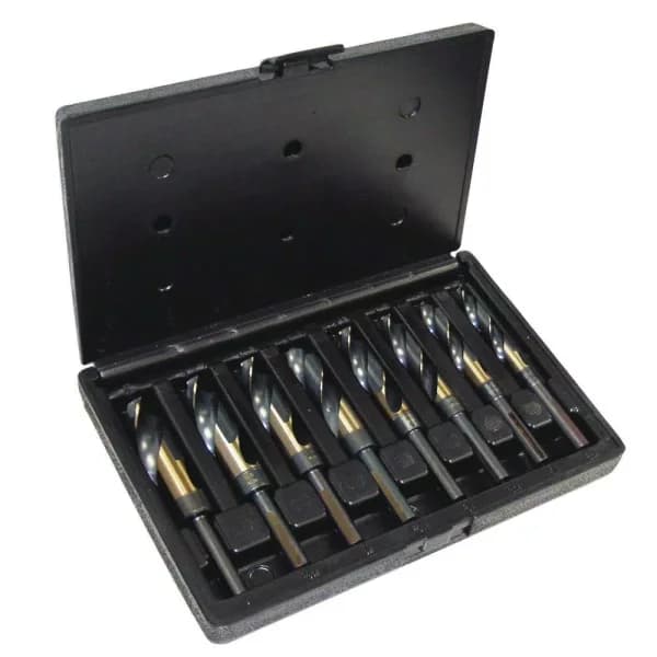 CLE-LINE 1877 High Speed Steel 8-Piece Reduced Shank Twist Drill Bit Set, 9/16 in. to 1 in.