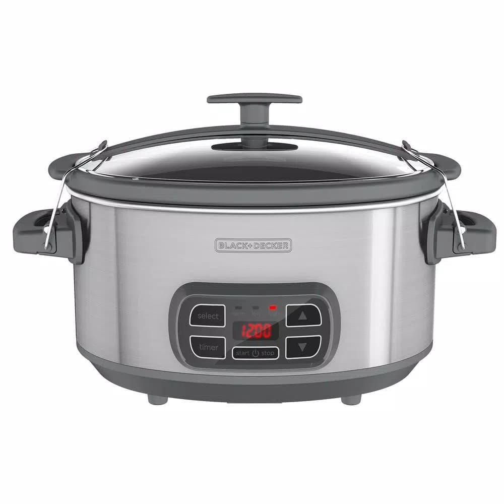 BLACK+DECKER 7 Qt. Programmable Slow Cooker, Brushed Stainless Steel