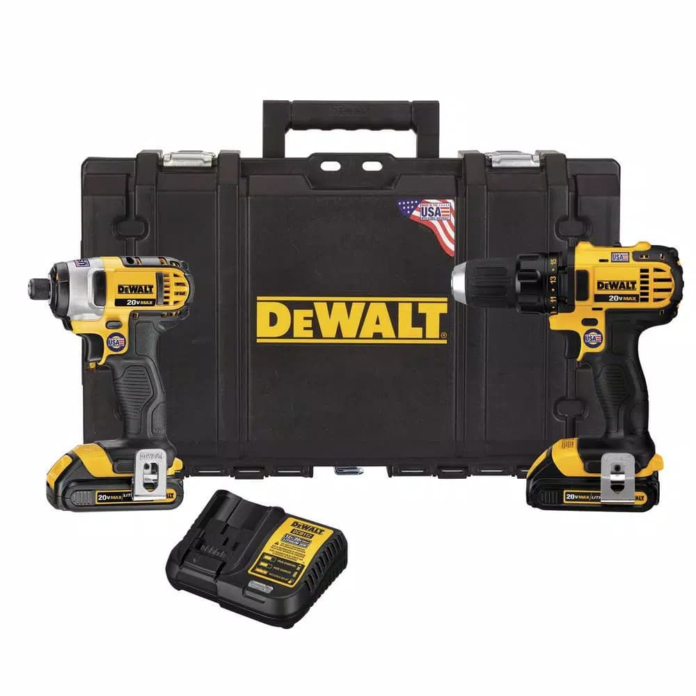 DEWALT 20V MAX Lithium-Ion Cordless Drill Driver and Impact Driver Combo Kit with (2) 1.5Ah Batteries, Charger, and Case