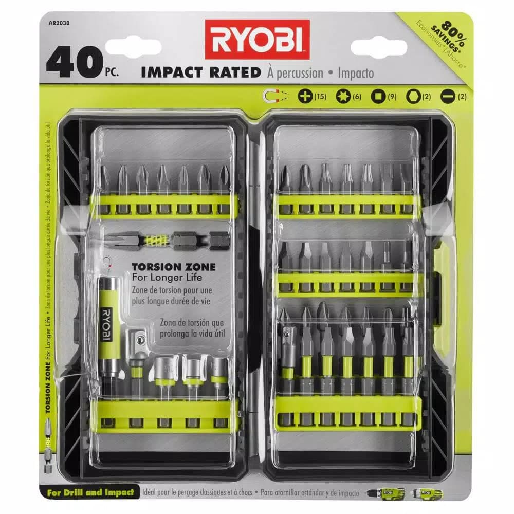 RYOBI 40-Piece Impact Rated Driving Bit Set with Modular Case