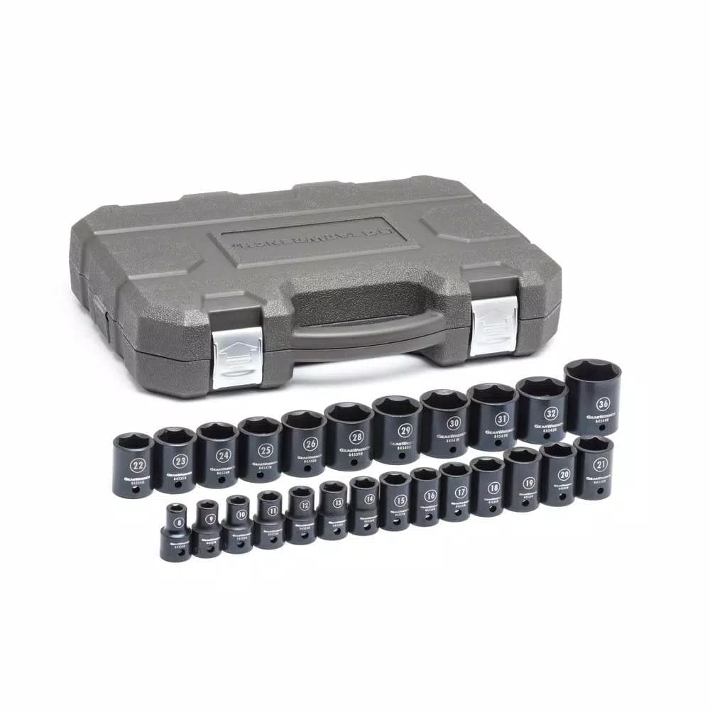 GEARWRENCH 25-Piece 1/2 in. Drive Metric Impact Socket Set, Cr-Mo Steel