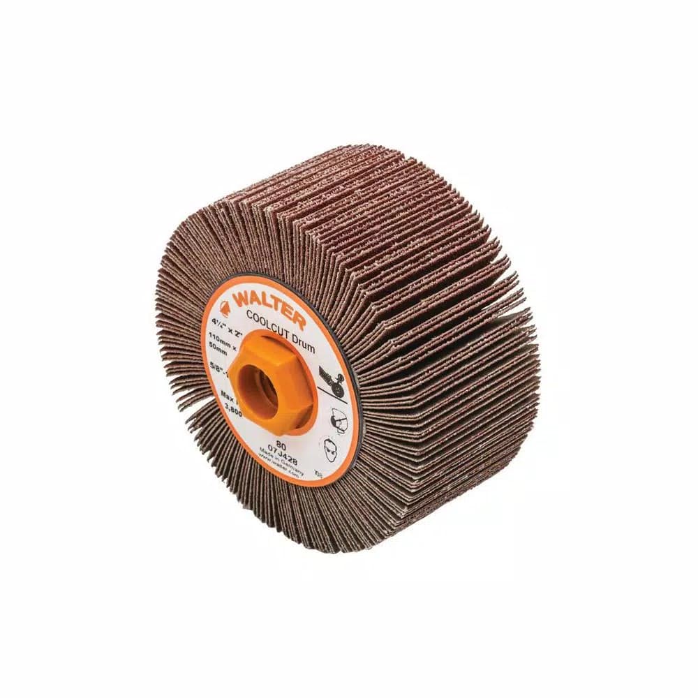 WALTER SURFACE TECHNOLOGIES Cool Cut 4-1/4 in. x 2 in. x 5/8 in.-11 GR80 Finishing Flap Drum