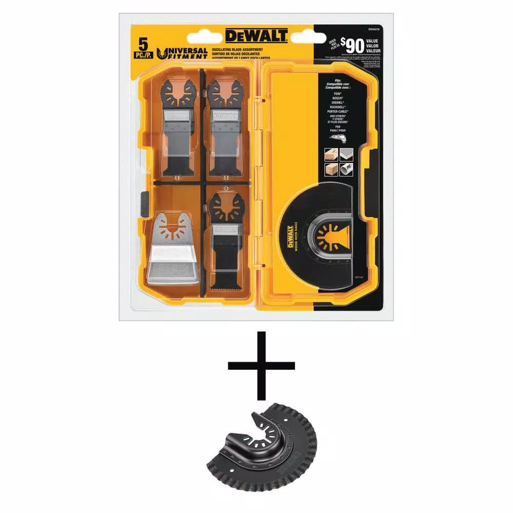 DEWALT DWA4216 5-Piece Oscillating Blade Set with Carbide Grout Removal Blade