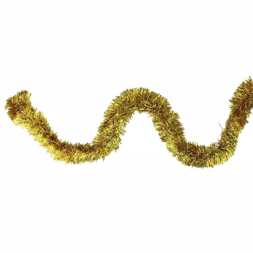 Northlight 50 ft. Traditional Shiny Gold Christmas Foil Tinsel Garland, 6-Ply, Unlit
