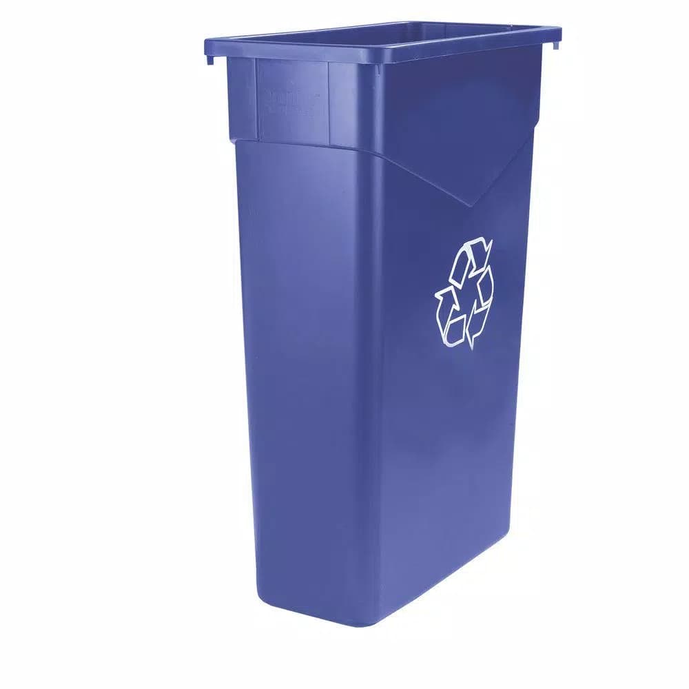 Carlisle TrimLine 15 Gallon Blue Recycling Waste Container with Imprint (4-Pack)