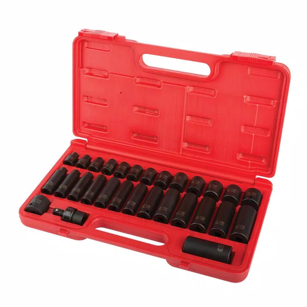 Sunex Tools 29-Piece 3/8 in. Drive Metric Impact Socket Set, Standard and Deep