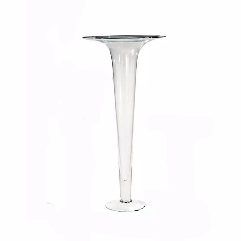Abigails Trumpet Clear Glass Decorative Vase - 19.75 Inch Tall Modern Table Vase