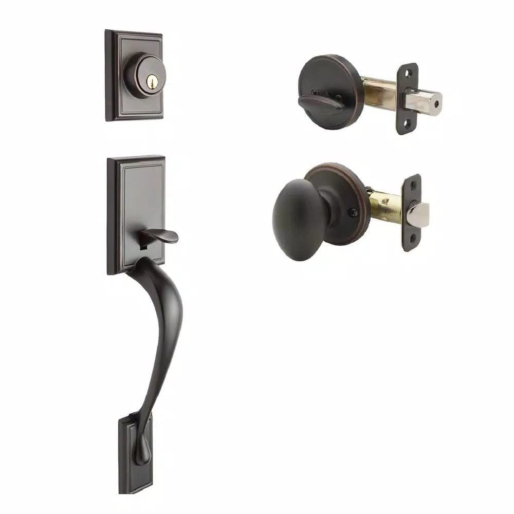 Copper Creek Colonial Keyed Entry Handleset with Egg Knob Trim, Tuscan Bronze