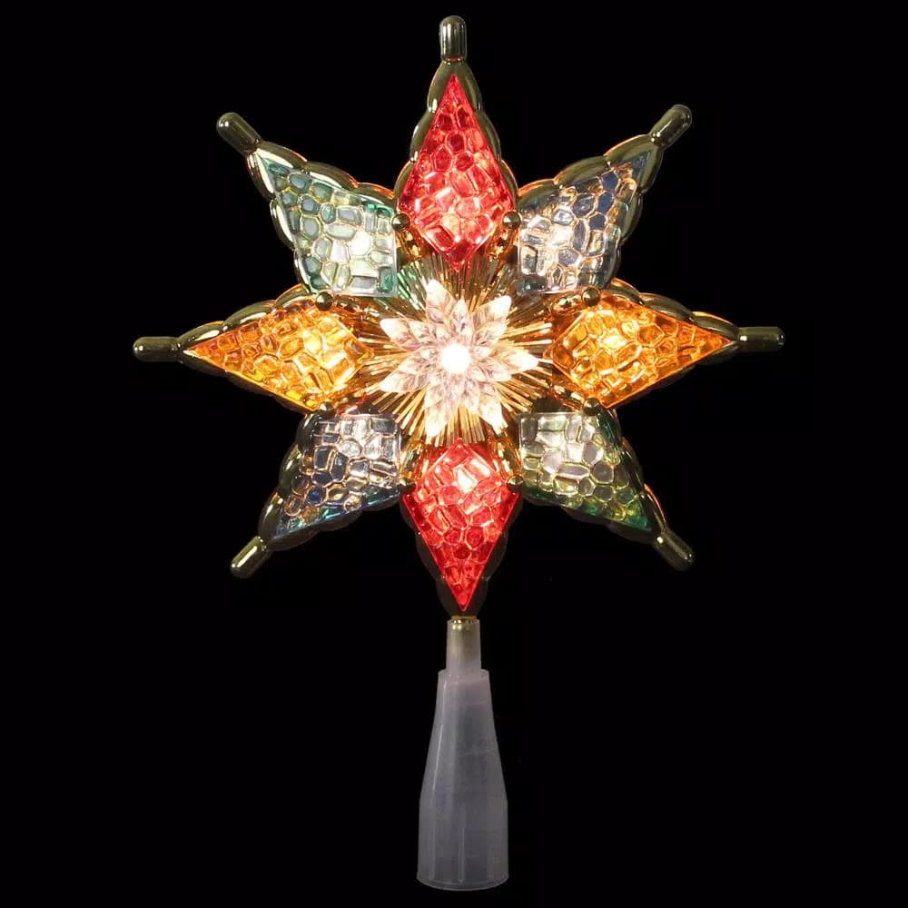 Northlight 8 in. Multi-Color Crystal 8-Point Star Christmas Tree Topper, Prelit