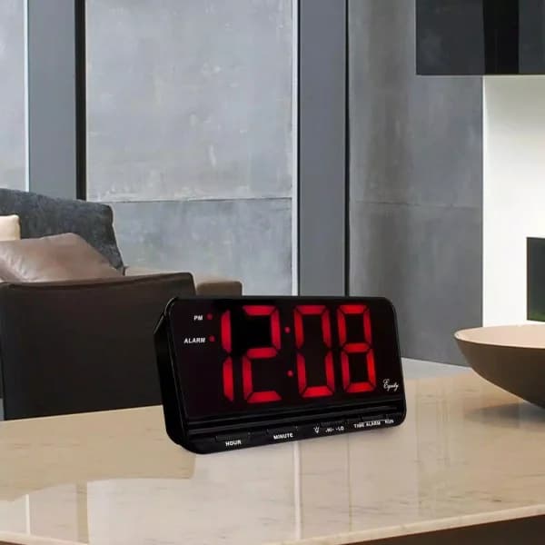 Equity by La Crosse Extra-Large 3 in. Red LED Digital Alarm Table Clock with HI/LO Settings