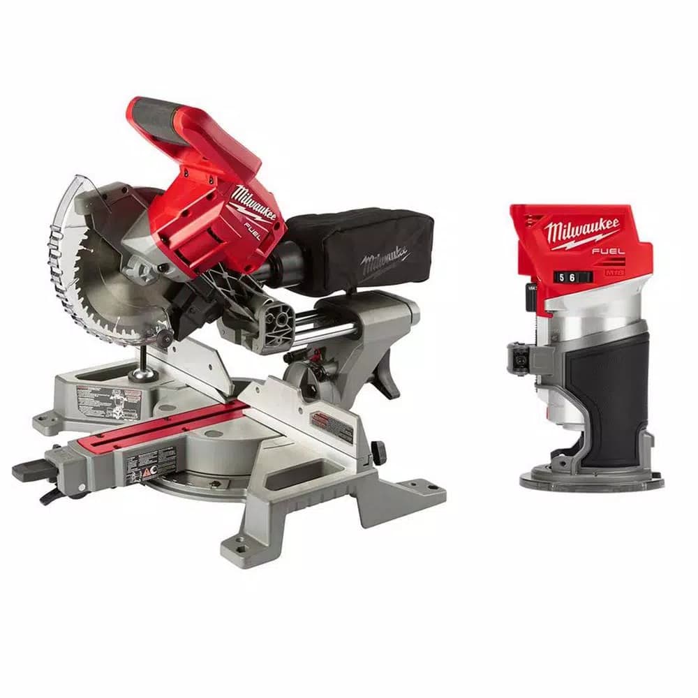 Milwaukee M18 FUEL 7-1/4 in. Dual Bevel Sliding Compound Miter Saw with Compact Router Kit