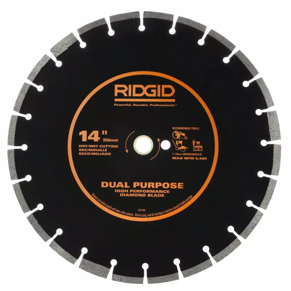 RIDGID 14 in. Dual-Purpose Diamond Segmented Saw Blade