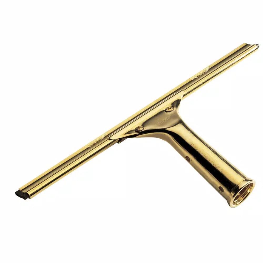 Ettore ProSeries 12 in. Brass Window Squeegee with Replaceable Rubber Blade