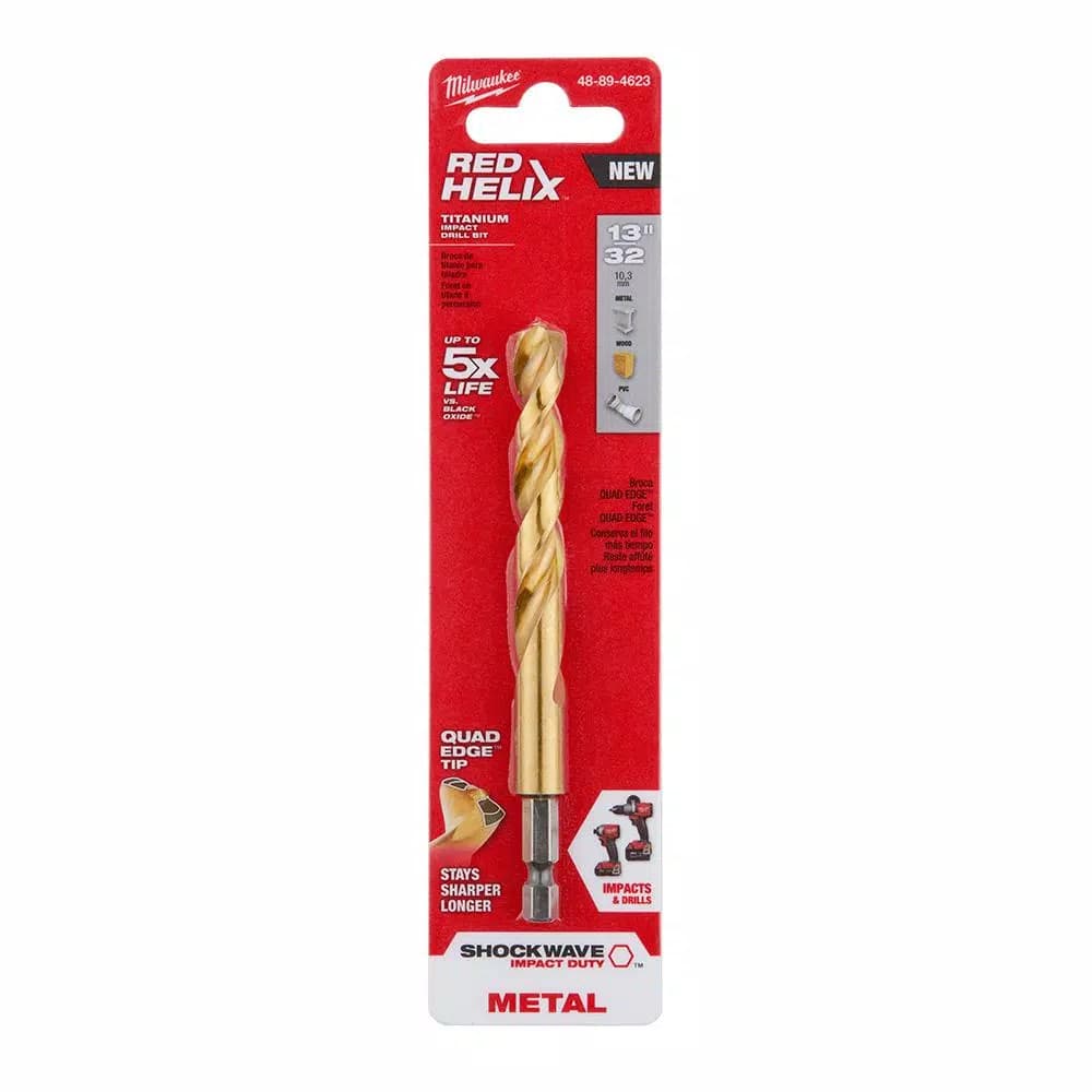 Milwaukee SHOCKWAVE 13/32 in. Titanium Twist Drill Bit with Red Helix