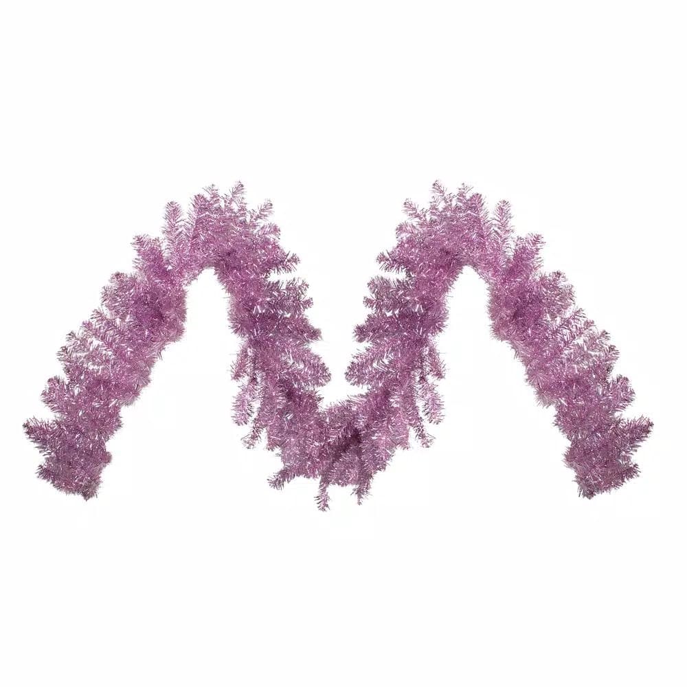 Northlight 9 ft. Metallic Pink Artificial Tinsel Christmas Garland, Unlit, 190 Tips