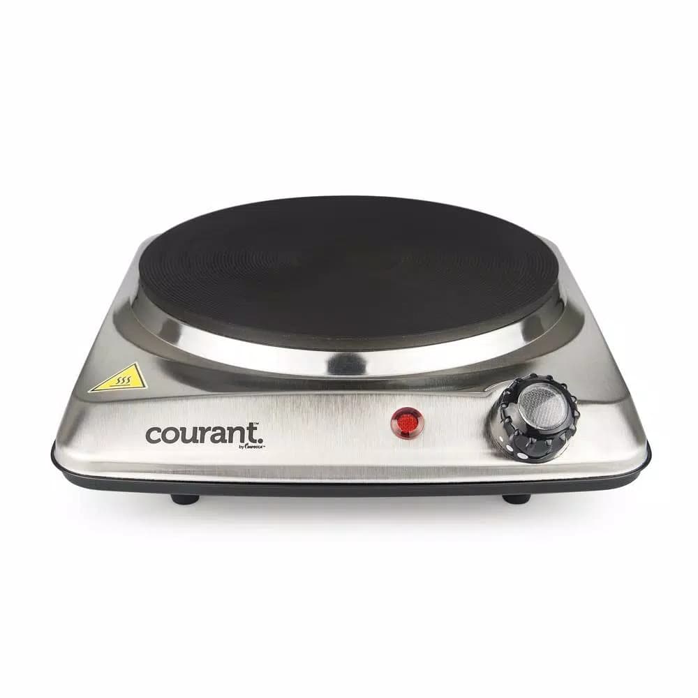 Courant 1000W Portable Single Burner Stainless Steel Hot Plate with 6.1 in. Cast Iron Plate
