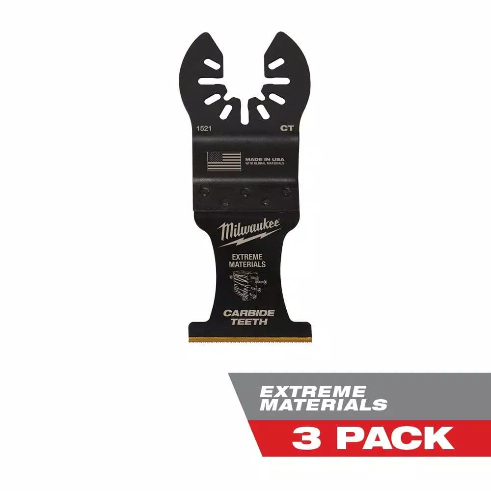 Milwaukee 1-3/8 in. Carbide Universal Fit Extreme Wood/Metal Oscillating Multi-Tool Blade (3-Pack)