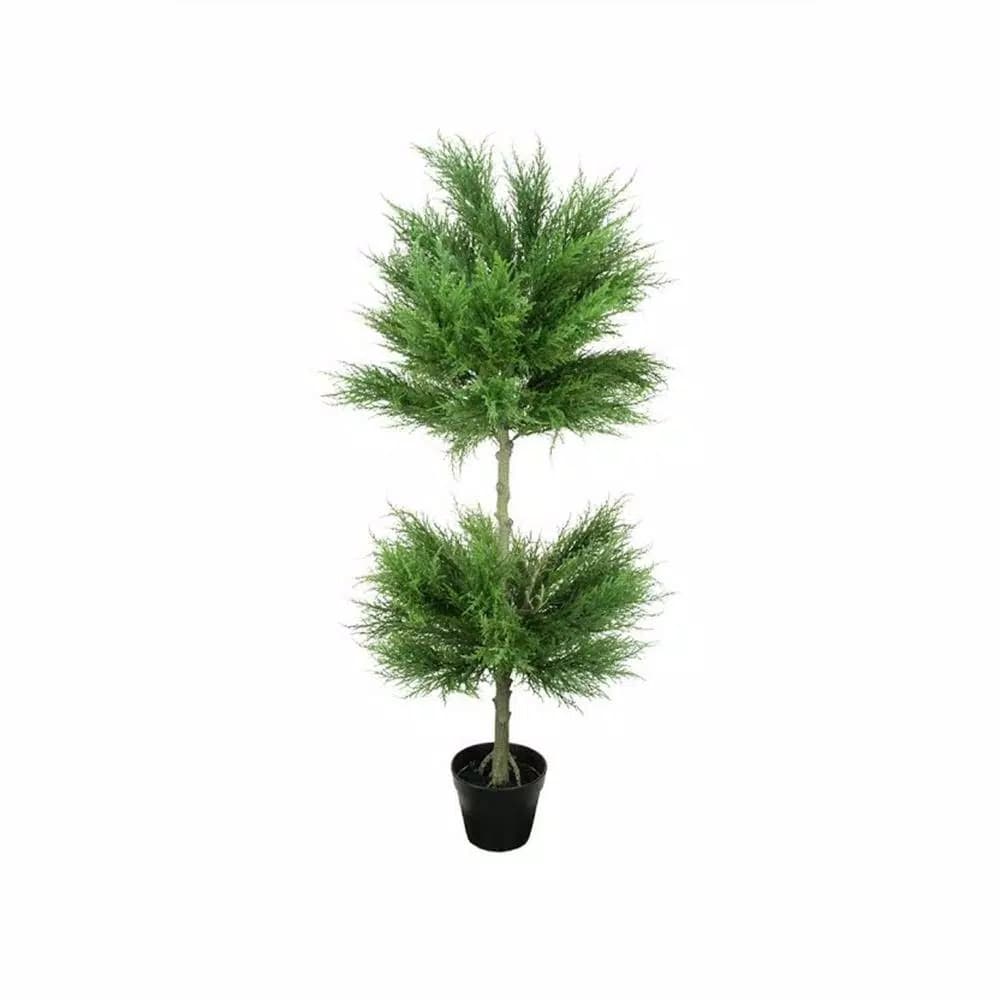 Northlight 44 in. Potted Artificial Cypress Double Ball Topiary Tree with Weighted Pot