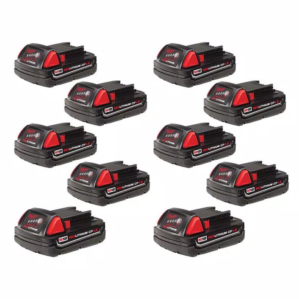 Milwaukee M18 18V Lithium-Ion 1.5Ah Compact Battery Pack (10-Pack)