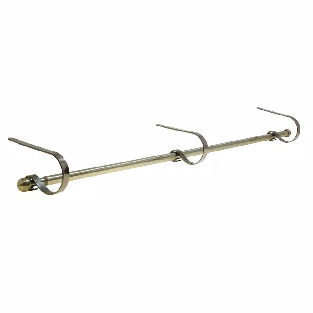 Haute Decor MantleClip Stocking Rod and Holder Set, Antique Brass, Expandable 28-54 in.
