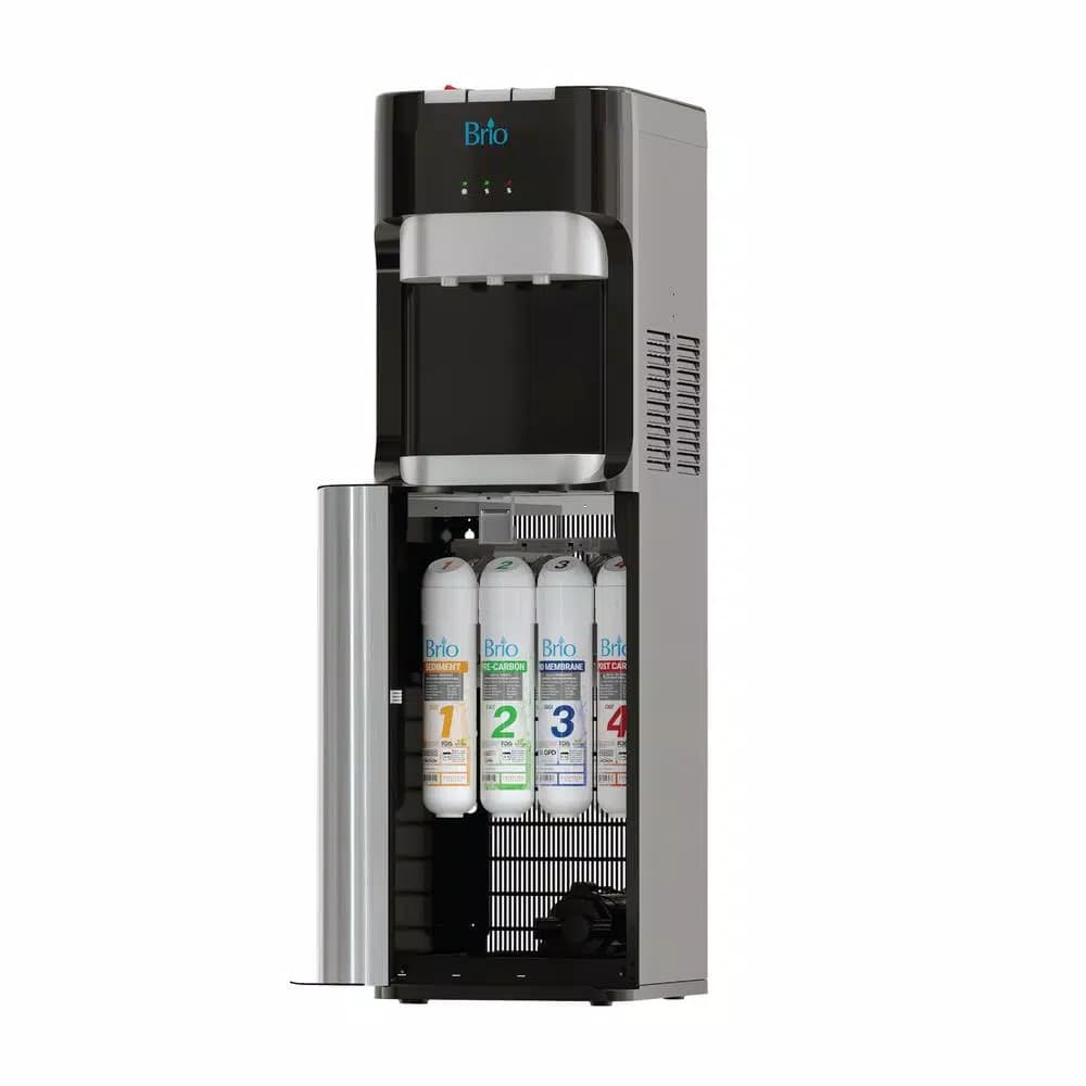 Brio Essential Series Bottleless Water Cooler, Tri-Temp Reverse Osmosis Filtration, Black & Stainless Steel