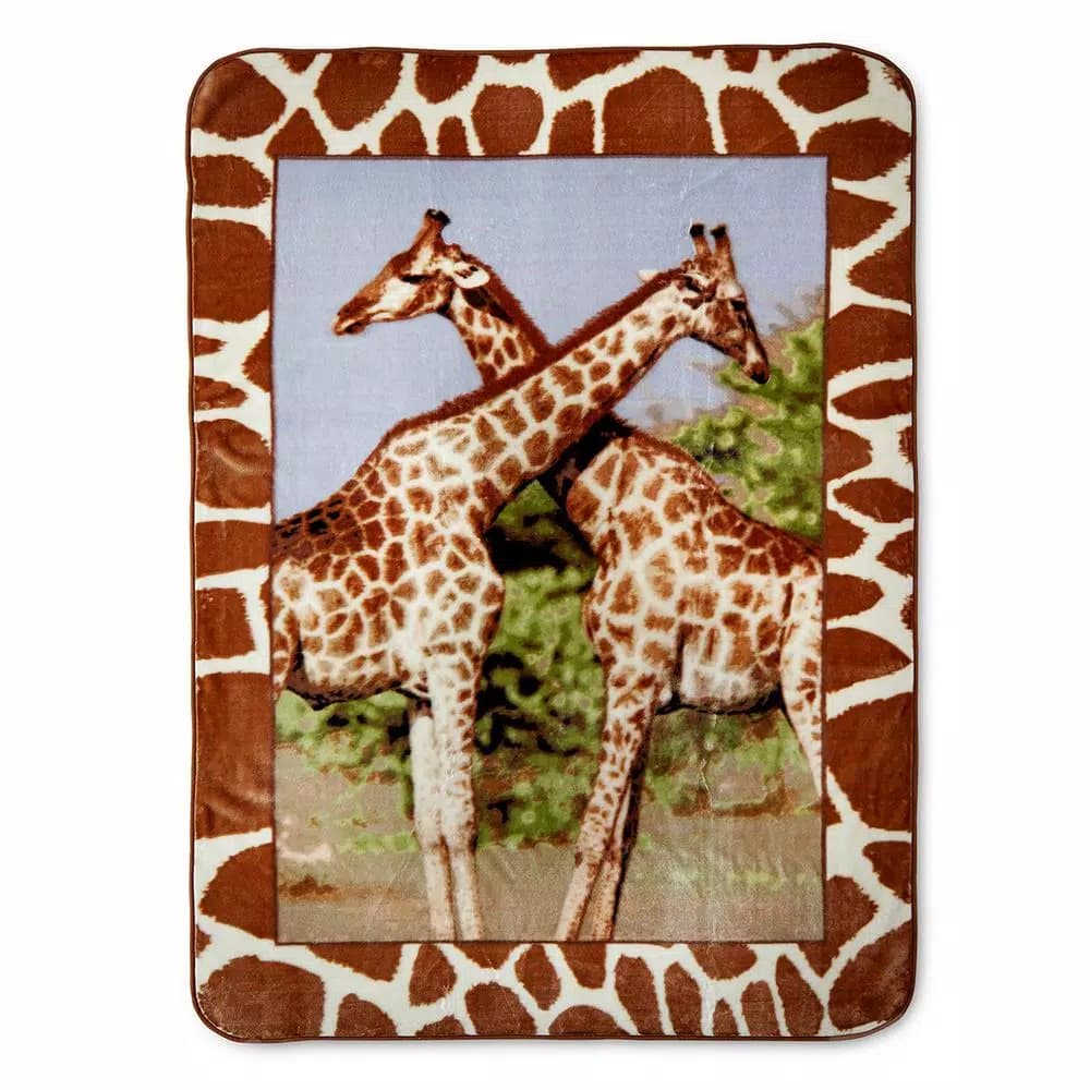 Unbranded Giraffes Print Fleece Throw Blanket - Oversized 60x80 Soft Warm Decorative Throw