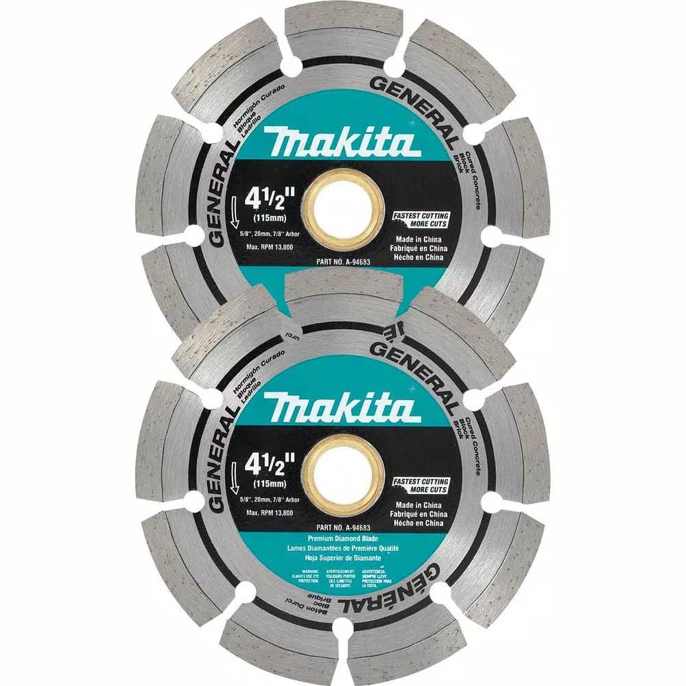 Makita 4-1/2 in. Segmented Rim Diamond Blade, 2-Pack