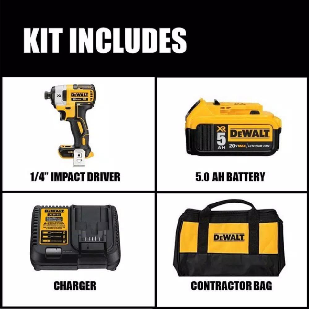 DEWALT 20V MAX XR Brushless 3-Speed 1/4 in. Impact Driver & Reciprocating Saw Combo Kit with 5.0Ah Battery