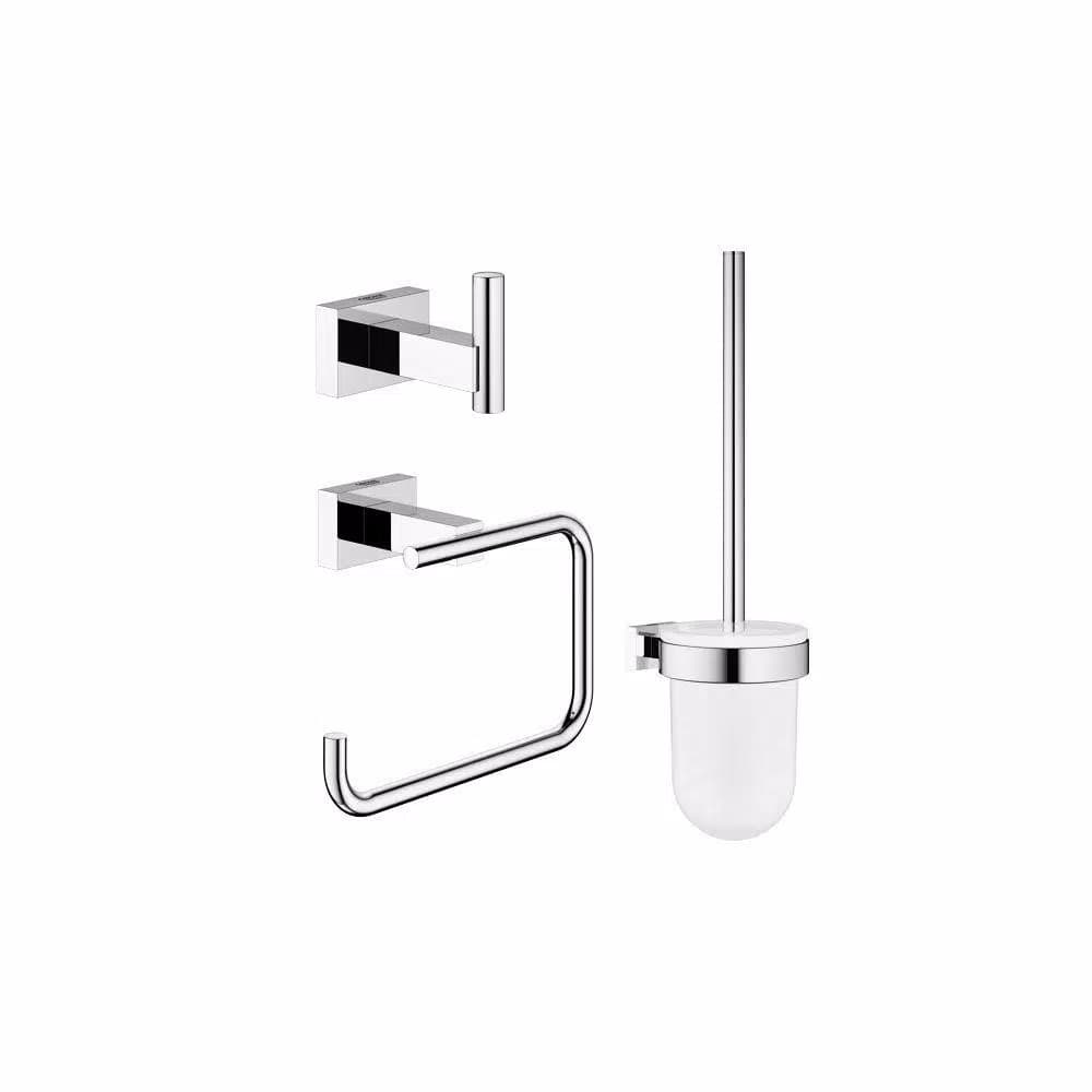 GROHE Essentials Cube 3-Piece Guest Bathroom Hardware Set, StarLight Chrome