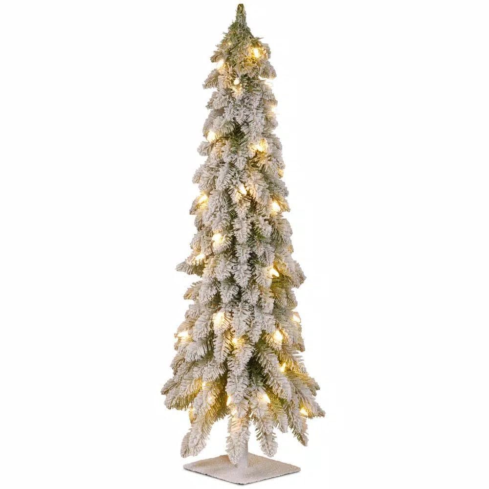 National Tree Company 4 ft. Snowy Downswept Forestree Artificial Christmas Tree with Clear Lights