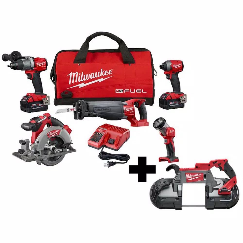 Milwaukee M18 FUEL 18V Brushless Cordless 5-Tool Combo Kit with Deep Cut Band Saw