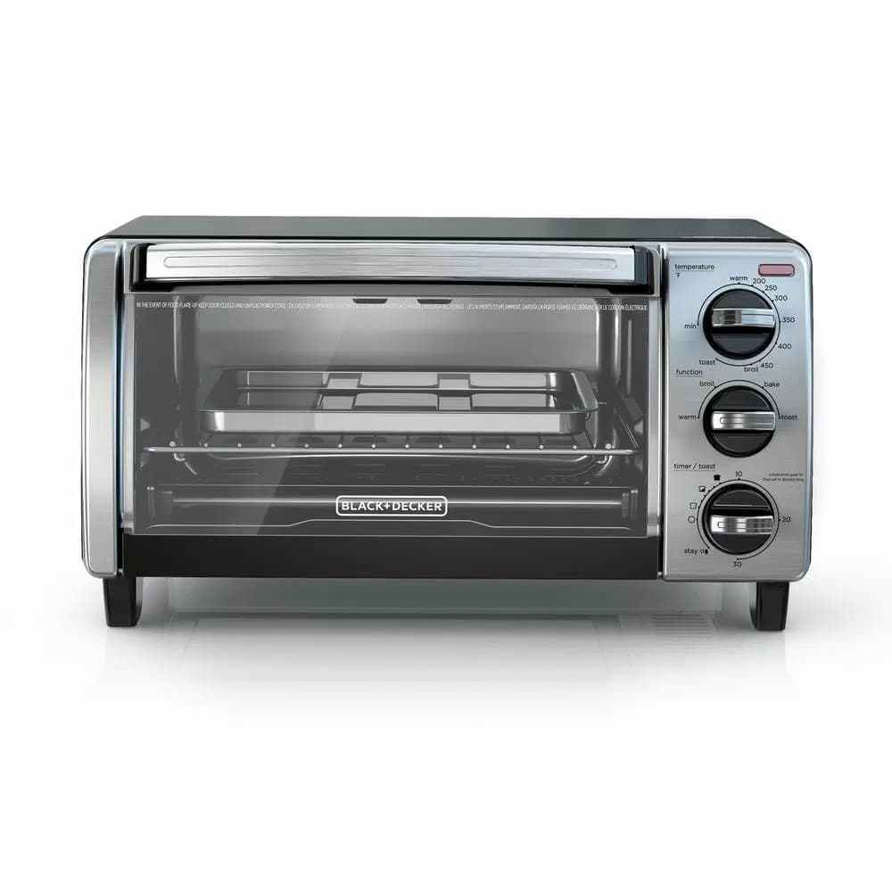 BLACK+DECKER 4-Slice Stainless Steel Convection Toaster Oven with EvenToast Technology