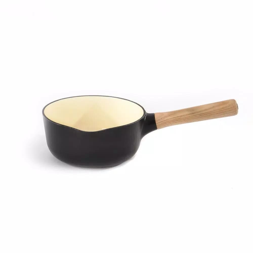 BergHOFF Ron Collection 1.8 Qt. Cast Iron Sauce Pan with Wooden Handle, Black