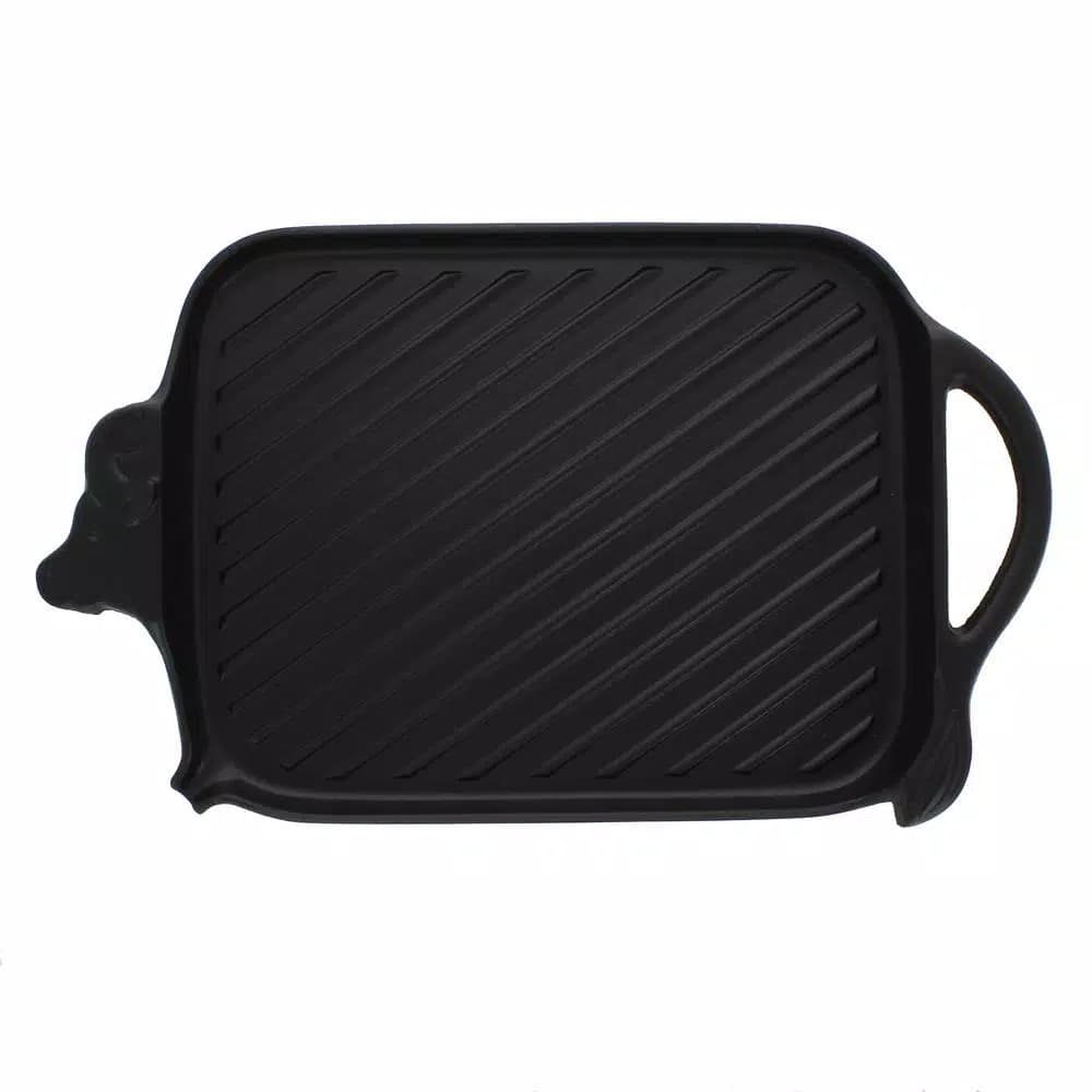 Chasseur French Enameled Cast Iron Cow Shaped Grill Pan, 8.75 in., Black