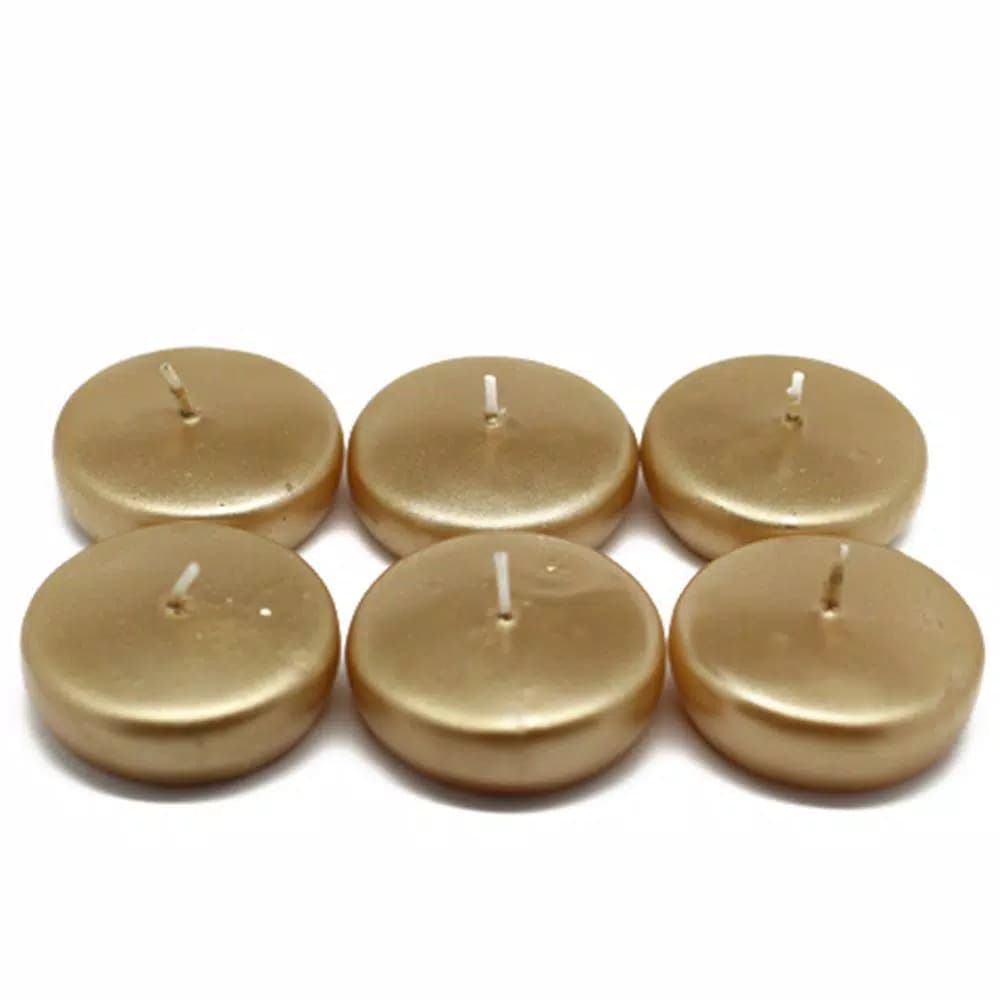 Zest Candle Metallic Gold Floating Candles, 2.25 in. Diameter (24-Pack)