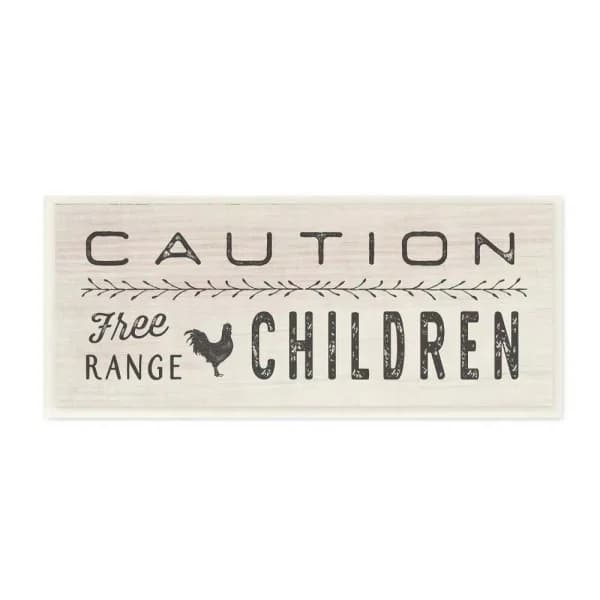 Stupell Industries Caution Free Range Children Wood Wall Art, 7 x 17 in.