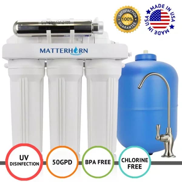 Matterhorn MRO-6051 6-Stage Under-Sink Reverse Osmosis UV Water Filtration System, 50 GPD