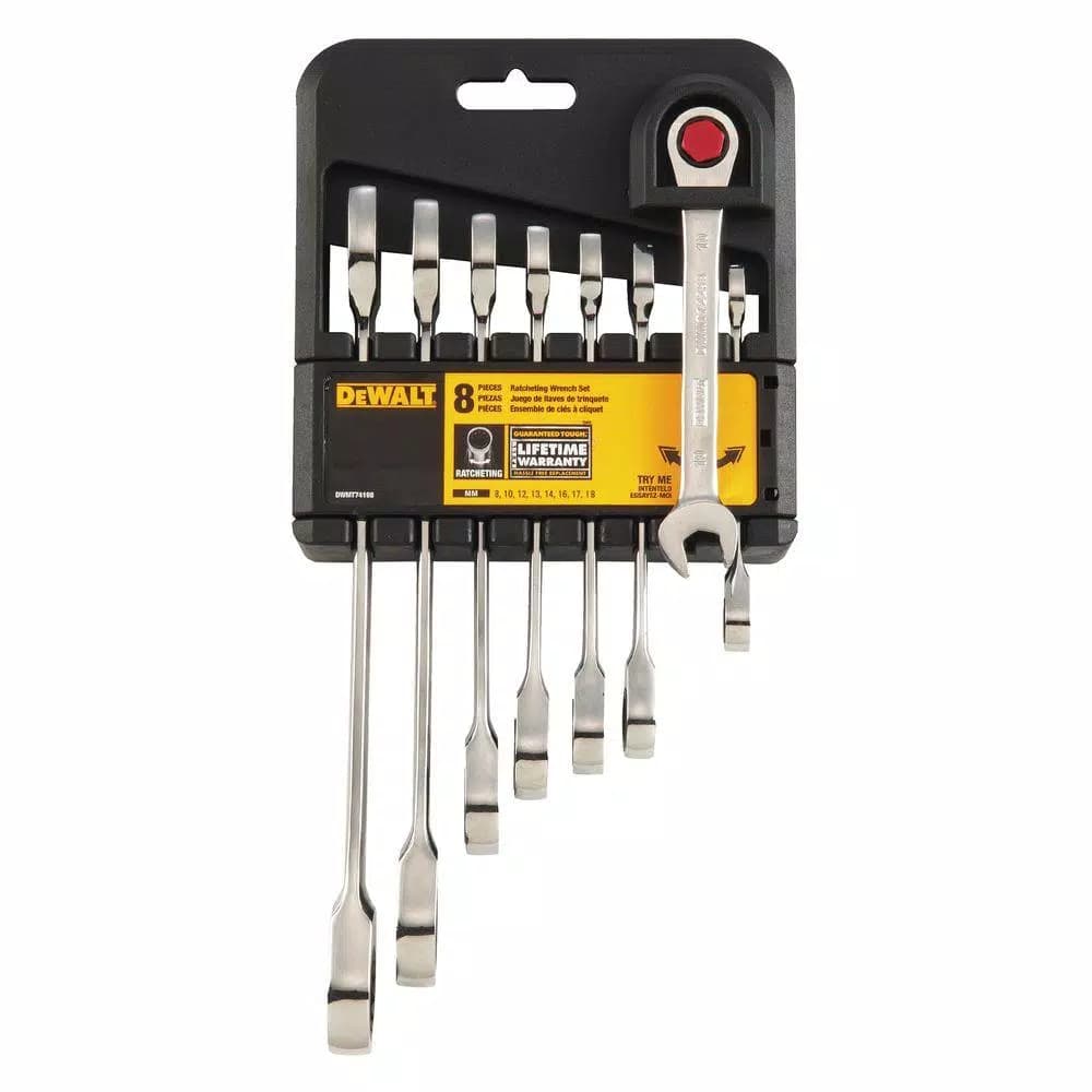DEWALT 8-Piece Metric Ratcheting Combination Wrench Set