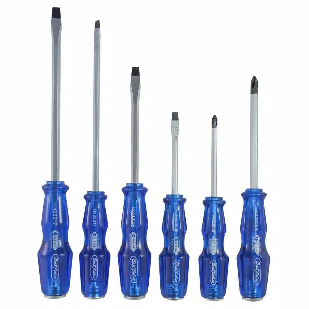 Best Value Go Thru 6-Piece Professional Striking Screwdriver Set, Phillips & Slotted, Blue