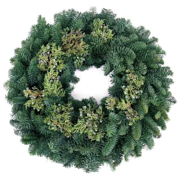 VAN ZYVERDEN 20 in. Fresh Cut Pacific Northwest Juniper and Noble Fir Christmas Wreath