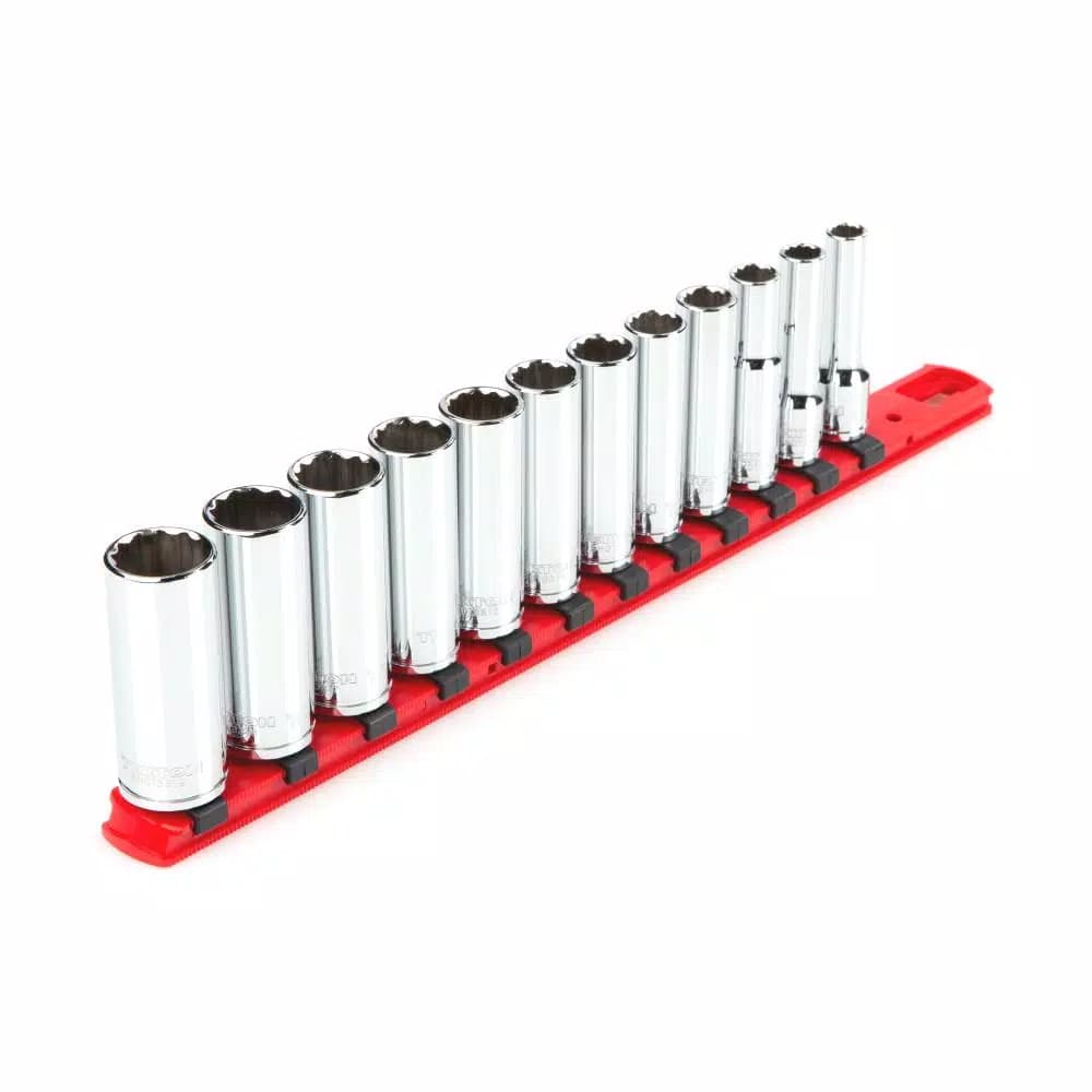 TEKTON 3/8 in. Drive Deep 12-Point Metric Socket Set, 8 mm to 19 mm (12-Piece)