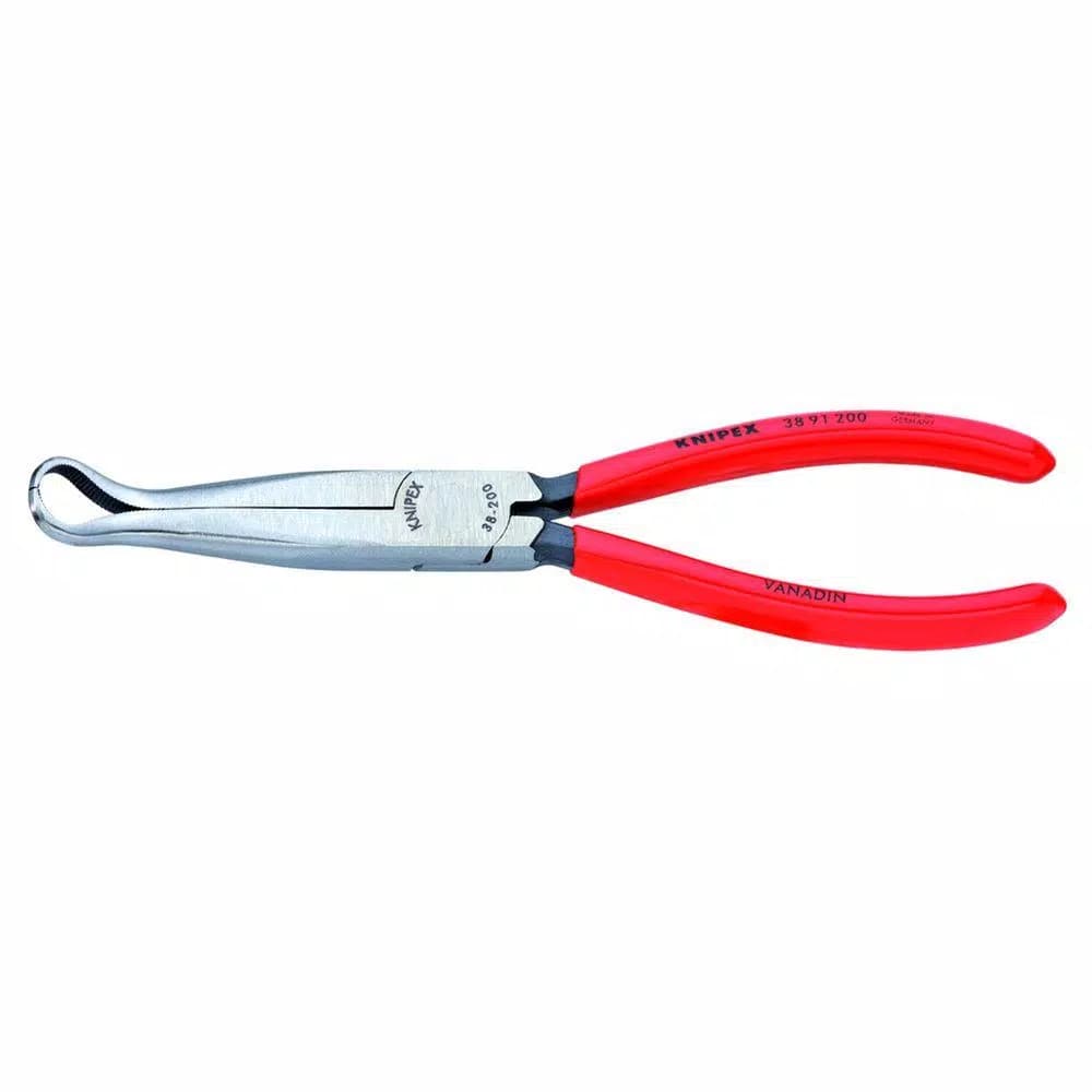 KNIPEX 8 in. Long Nose Pliers with 45° Bent Nose and Grabber