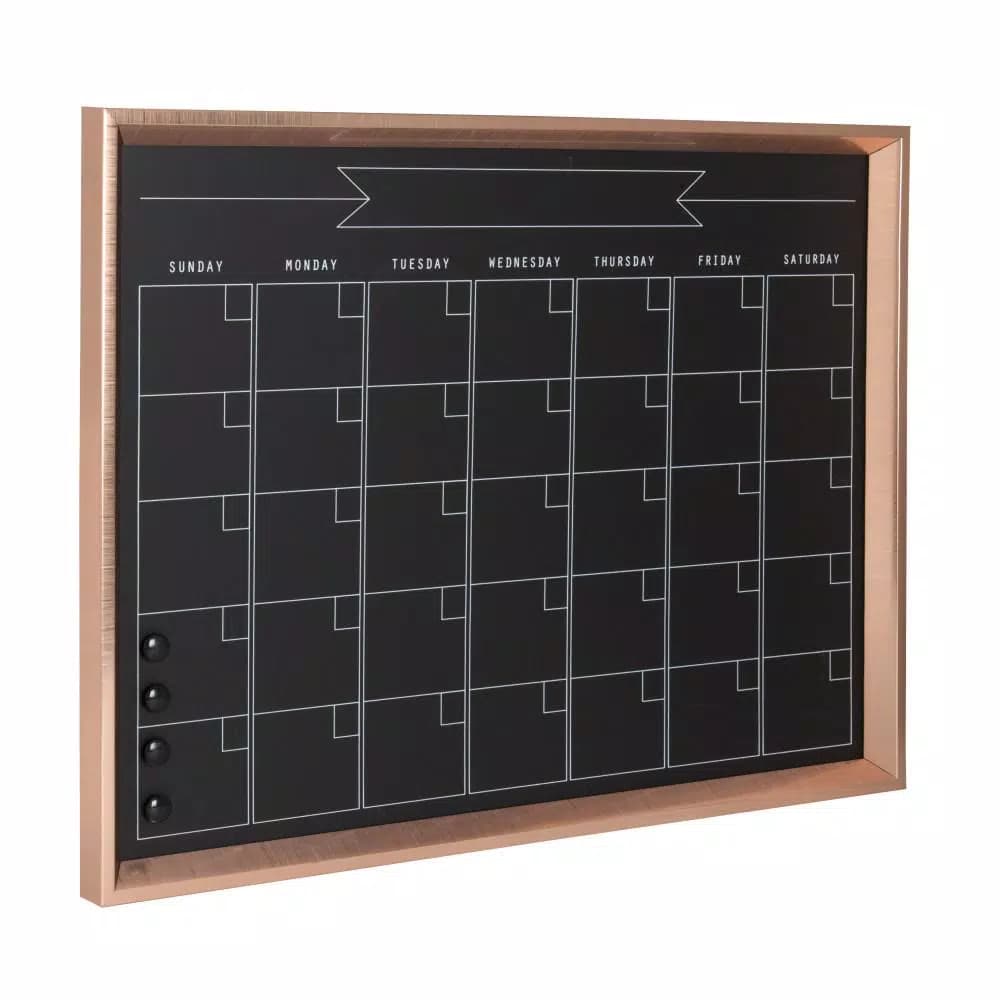 DesignOvation Calter Magnetic Chalkboard Monthly Calendar Memo Board with Frame