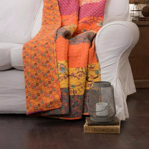 Lush Decor Royal Empire Tangerine Cotton Throw Blanket, 50 x 60 in