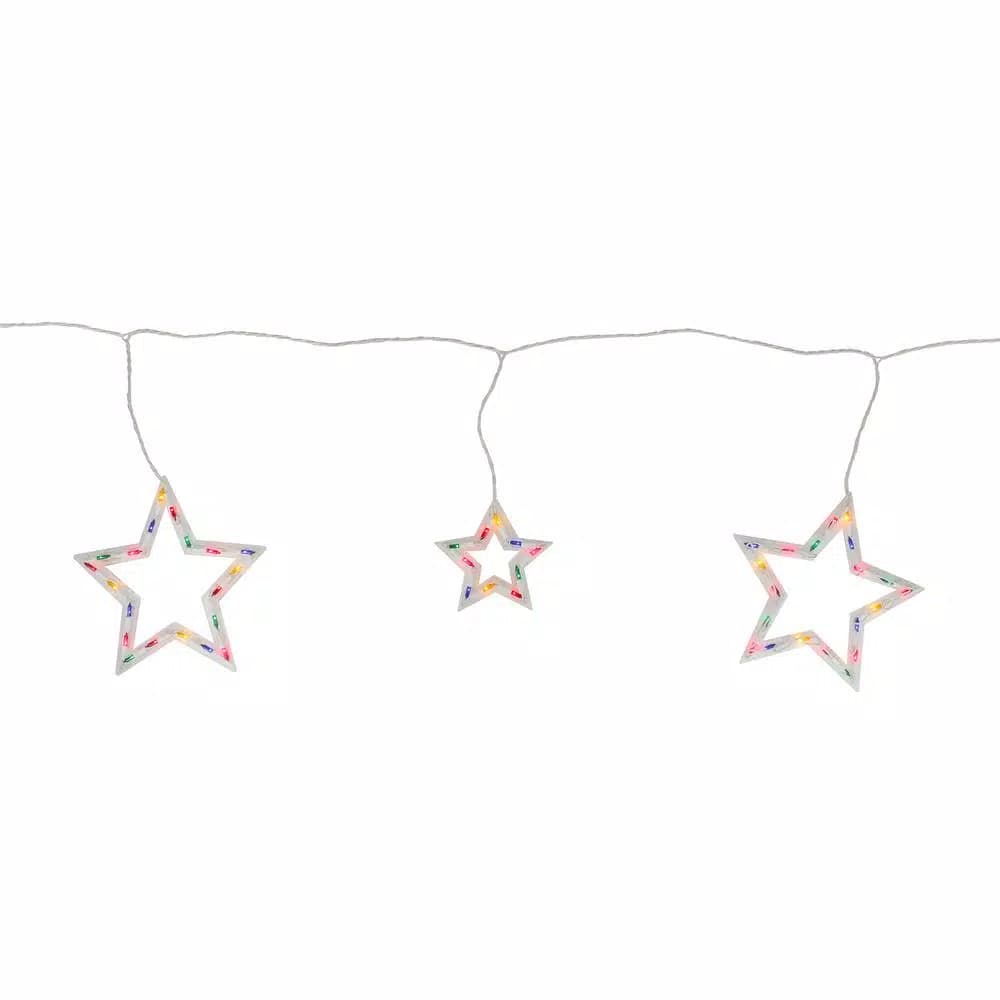 Northlight 7 ft. 100-Light Multi-Color Star Shaped Mini Icicle Christmas Lights with White Wire
