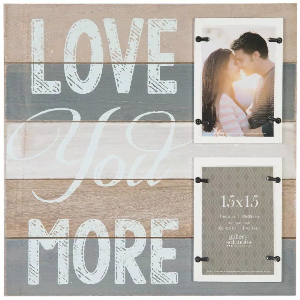 Pinnacle Gallery Solutions Love You More 2-Opening 4x6 Wood Picture Frame, Brown