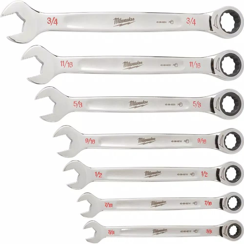 Milwaukee 7-Piece SAE Ratcheting Combination Wrench Set